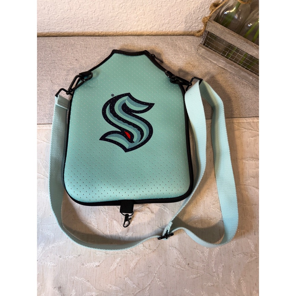 Seattle Kraken NHL Neoprene Crossbody Bottle Carrier Bag Ice Blue Hockey